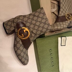 Gucci GG Supreme Monogram Malaga Kid Blondie 55mm Ankle Boots
